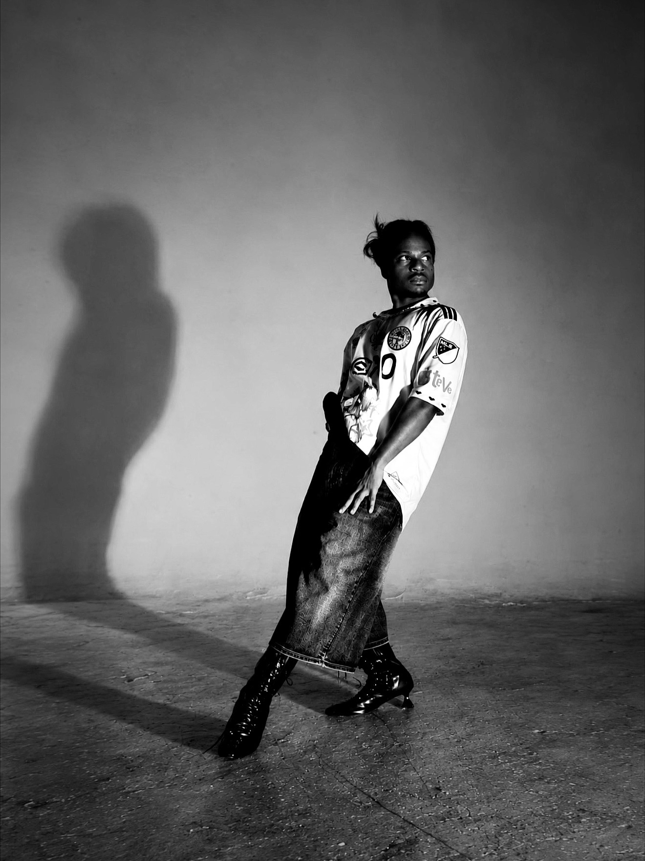 TERRANCE DEAN and his shadow in black and white